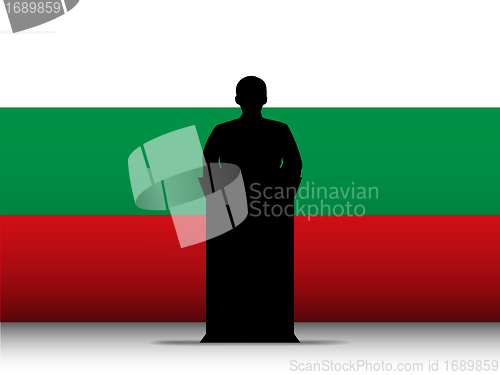 Image of Bulgaria Speech Tribune Silhouette with Flag Background