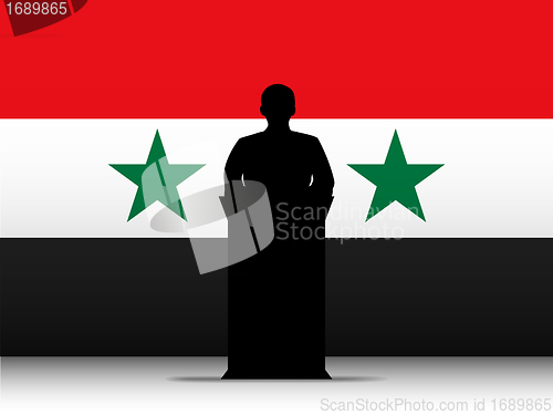 Image of Syria Speech Tribune Silhouette with Flag Background