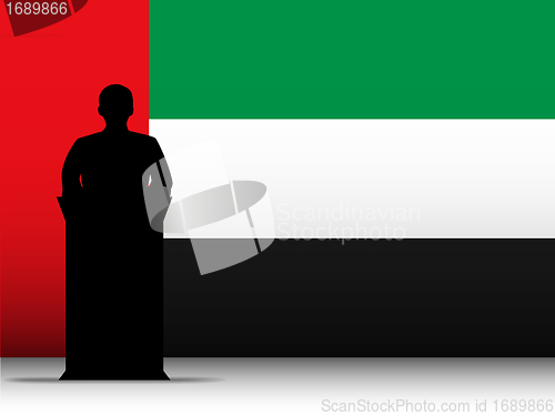 Image of United Arab Emirates Speech Tribune Silhouette with Flag Backgro