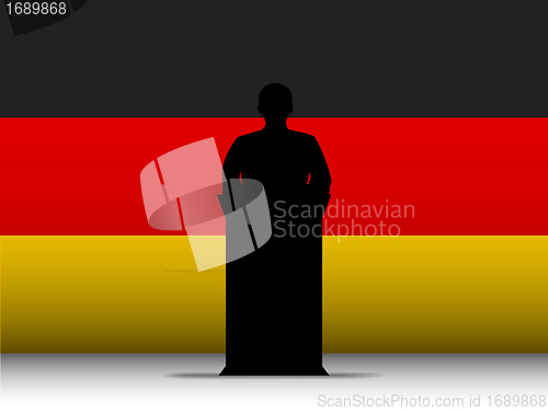 Image of Germany Speech Tribune Silhouette with Flag Background