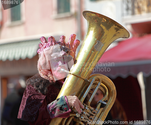 Image of Funny man trombone player
