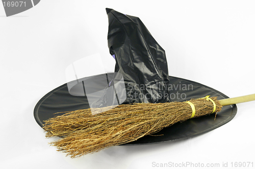 Image of Halloween hat and broomstick