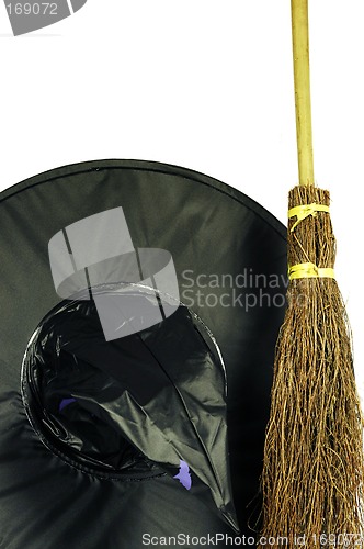 Image of Halloween hat and broomstick