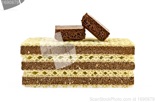 Image of Wafers a stack with two slices of of porous chocolate