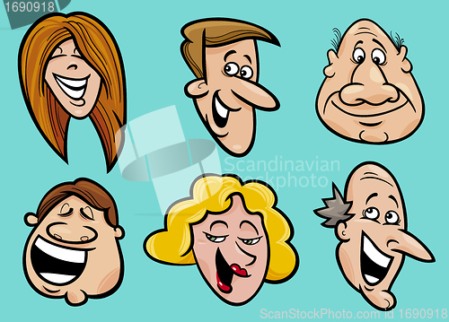 Image of set of happy people faces