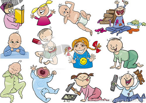 Image of cartoon babies and children set