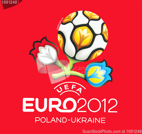 Image of GDANSK, POLAND - MAY 1: Official logo for UEFA EURO 2012, Gdansk, Poland, May 1, 2012