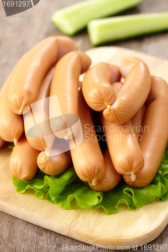 Image of fresh boiled sausages