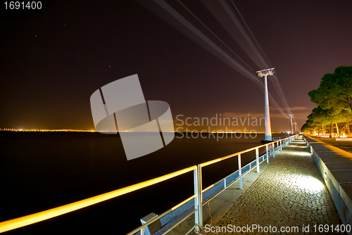 Image of Cable car at night