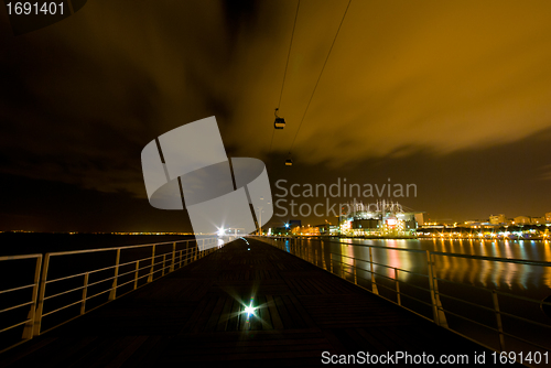 Image of Cable car at night