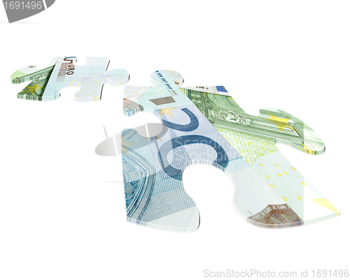Image of two pieces of Euro banknotes puzzle