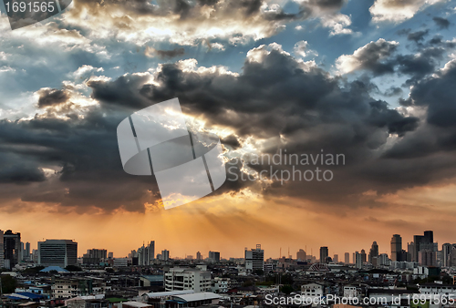 Image of view of the city at sunset