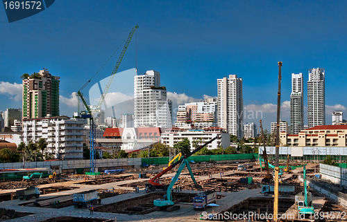 Image of building in downtown construction site