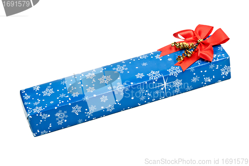 Image of length blue gift box