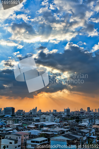 Image of view of the city at sunset