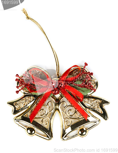 Image of Christmas ornament, golden bells