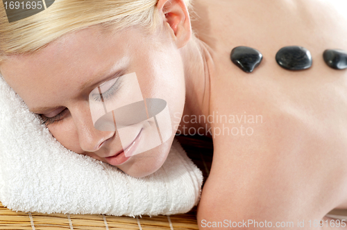 Image of Portrait of a beautiful spa girl relaxing