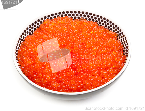 Image of A plate full of fresh red caviar