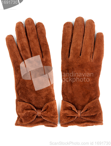 Image of A pair of brown leather gloves 