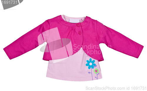 Image of Children's clothes with applications in the form of a flower