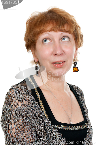 Image of Portrait of middle-aged woman in the studio