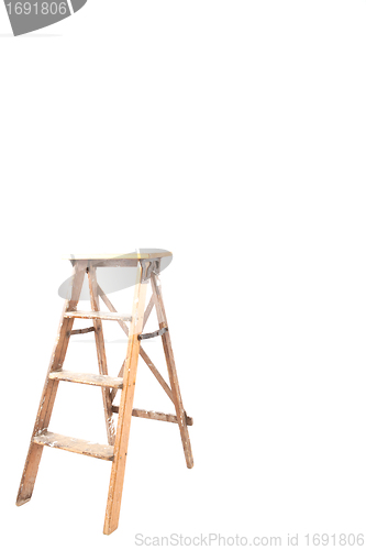 Image of old wooden ladder isolated on white background