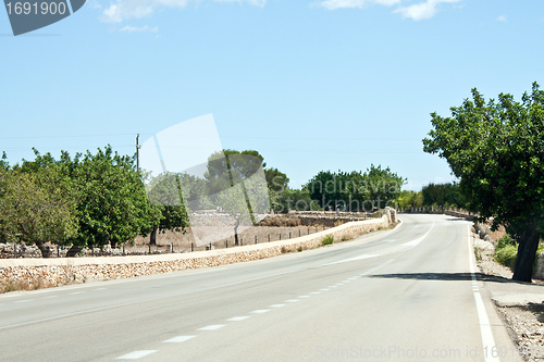 Image of road in balearic landscape on spanish island mallorca