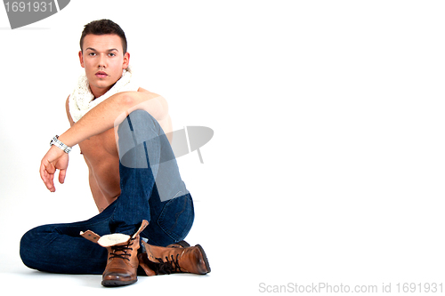 Image of young man with a muscular body and fashion