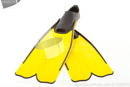 Image of yellow snorkeling fins isolated 