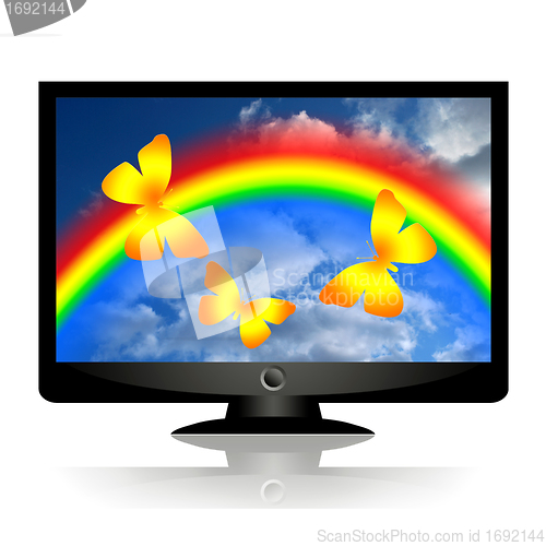 Image of Monitor with butterflies