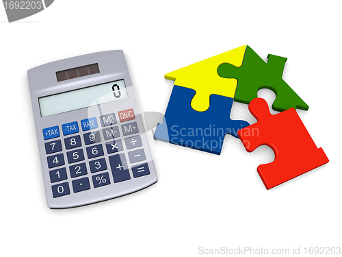 Image of Calculator with house puzzle