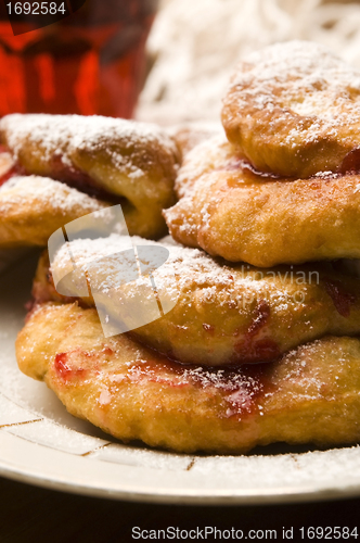 Image of Sweet doughnuts with rose marmelade