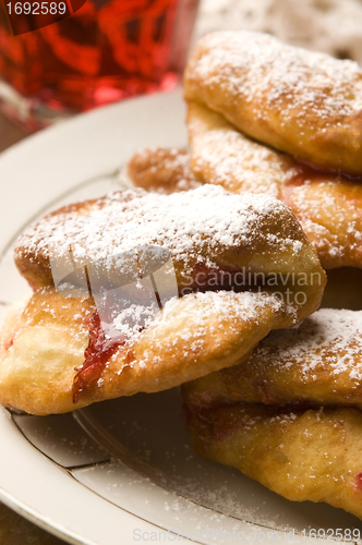 Image of Sweet doughnuts with rose marmelade