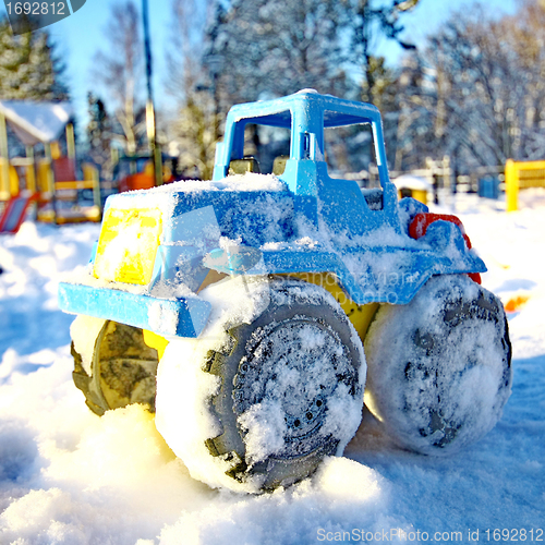 Image of Toy vehicle in snow