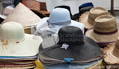 Image of hats for sale in market