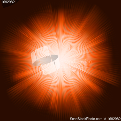 Image of Orange light burst with sparkling stars. EPS 8