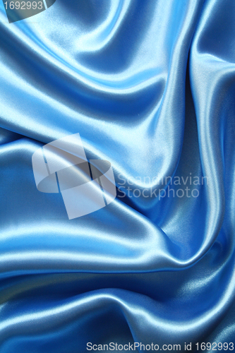 Image of Smooth elegant dark blue silk can use as background 
