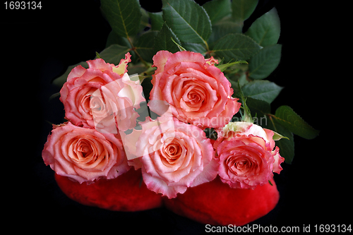 Image of Bouquet of roses on black background