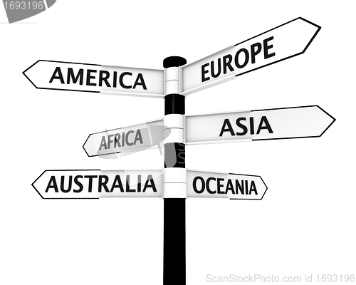 Image of Signpost with continents