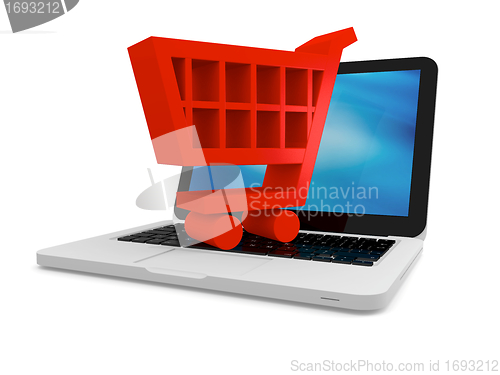 Image of Shopping cart on laptop