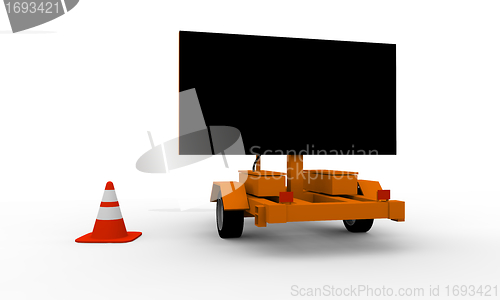 Image of Roadworks cart with signboard