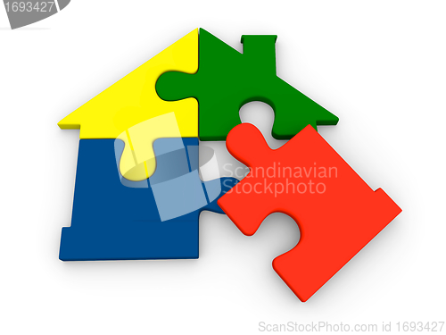 Image of Puzzle pieces in shape of house