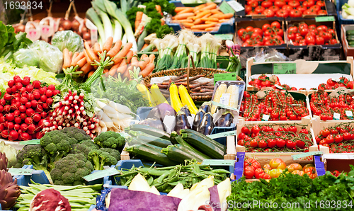 Image of fresh vegetables on a market place
