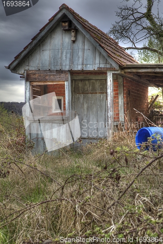 Image of wooden shed in a beautiful landscape