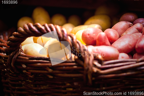 Image of fresh potatoes in a basket