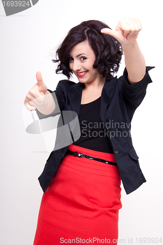 Image of young business woman with dark hair successful