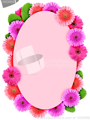 Image of Floral ellipse frame with pink flowers