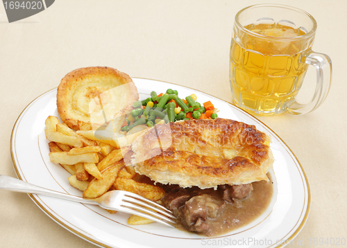 Image of Steak and kidney pie with beer