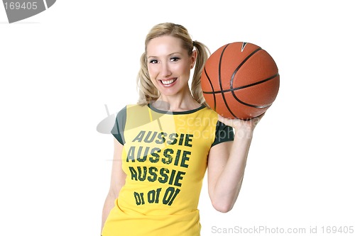 Image of Sporty girl with a basketball