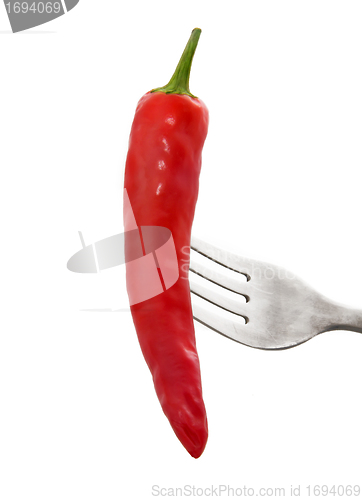 Image of Red Chili Pepper On A Fork